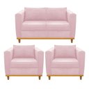 Ver imagem 1 de Kit Sofá 2 Lugares e 2 Poltronas Europa Suede Rosa Bebê - Am Decor