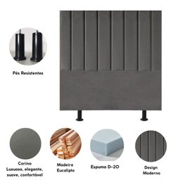 Cabeceira Cama Solteiro Box 100 Cm Luana Corino e Frame Cinza - 5