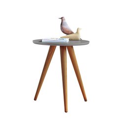 Mesa Lateral Redonda para Sala de Estar Pés Palito 107cm Sorelle Cinza Moon - HB Móveis - 1 Mesa Lateral Redonda para Sala de Estar Pés Palito 107cm Sorelle Cinza Moon - HB Móveis - 1