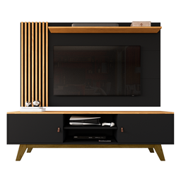 Rack Viena com Painel Grécia P/ Tv até 70 Pol Sala de Estar-oferta:preto/naturale - 2