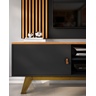 Rack Viena com Painel Grécia P/ Tv até 70 Pol Sala de Estar-oferta:preto/naturale - 4