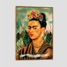 Quadro Frida Kahlo Autorretrato Tela Moldura Bege 45X30Cm - 1