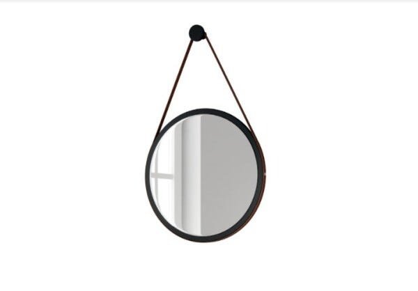 Espelho Decorativo Preto com Alça Marrom 67cm - Hb Móveis - 4