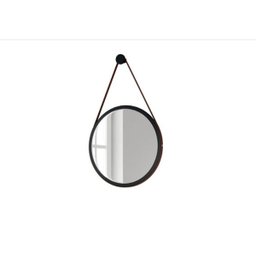Espelho Decorativo Preto com Alça Marrom 67cm - Hb Móveis - 4