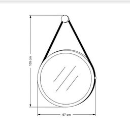 Espelho Decorativo Preto com Alça Marrom 67cm - Hb Móveis - 3