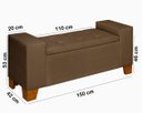 Ver imagem 6 de Recamier Baú Decorativo Berlin 1,50m Premium para Cama Casal Estilo Closet Estofado Cor Marrom