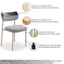 Ver imagem 3 de Kit 4 Cadeiras Sala de Jantar Lisa Pés Champanhe Linho/PU Cinza/Preto m² - Monari Design
