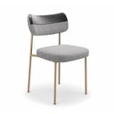 Ver imagem 2 de Kit 4 Cadeiras Sala de Jantar Lisa Pés Champanhe Linho/PU Cinza/Preto m² - Monari Design