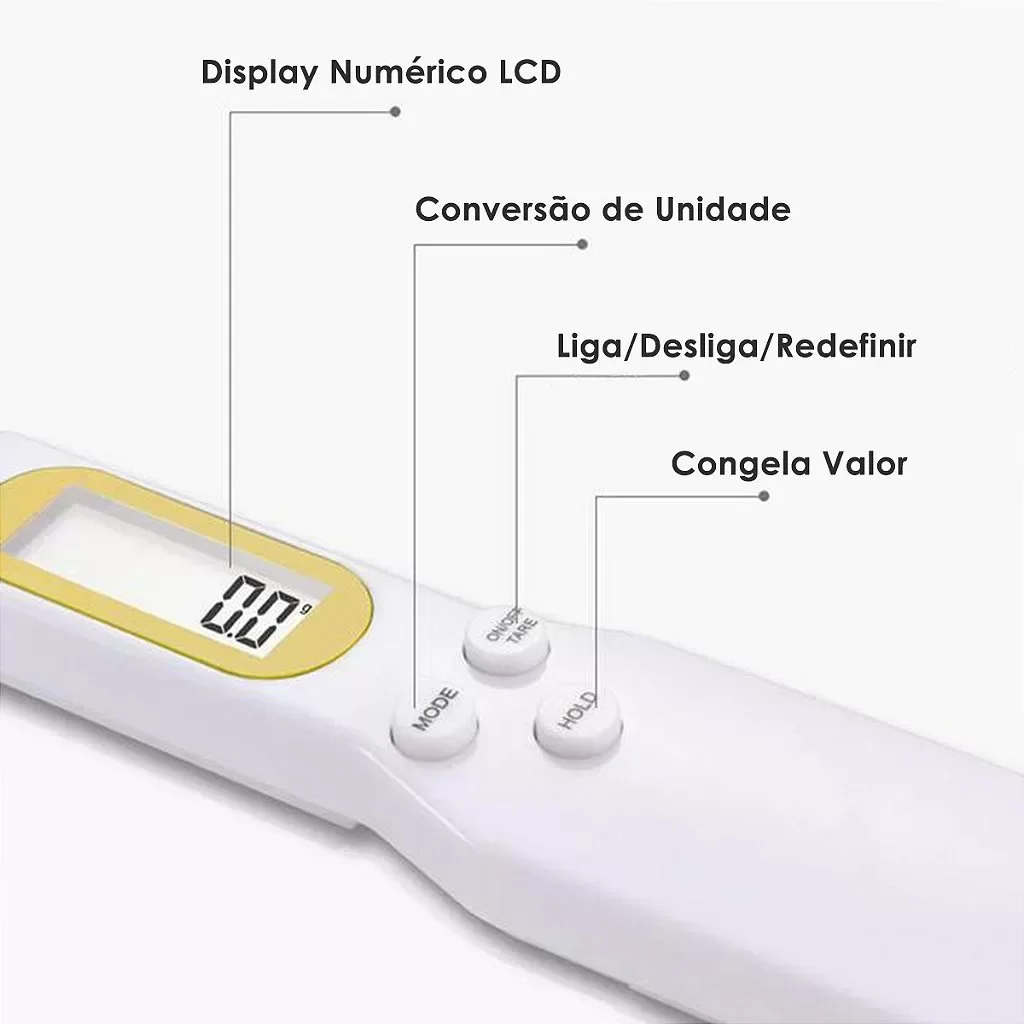 Colher Balança Digital Medidora Dosador para Restaurante Dieta Receitas - 5