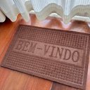 Ver imagem 1 de Capacho Emborrachado Aveludado Entrada Porta Loja Apartamento Tapete Antiderrapante Bem Vindo Marrom