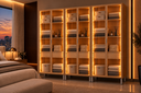 Ver imagem 1 de Cristaleira Intenza com 6 Portas Vidro Gaveta e LED Interno Roupeiro Closet Modulado Vidro:Freijo