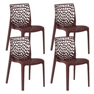 Kit 4 Cadeiras Gruvyer Design Cozinha Sala de Estar Jantar - Marrom