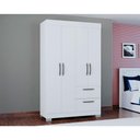 Ver imagem 4 de Cômoda 867 4 Gavetas e Guarda Roupa Solteiro Tóquio 4 Portas Branco Brilho - Poquema