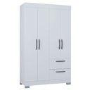 Ver imagem 1 de Cômoda 867 4 Gavetas e Guarda Roupa Solteiro Tóquio 4 Portas Branco Brilho - Poquema