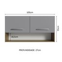 Ver imagem 3 de Armário Aéreo Cozinha 105cm 2 Portas 1 Nicho Rustic/Cinza Emilly Madesa