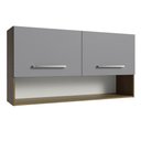Ver imagem 1 de Armário Aéreo Cozinha 105cm 2 Portas 1 Nicho Rustic/Cinza Emilly Madesa