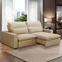 Ver imagem 1 de Sofa 2 Lugares Retrátil Reclinavel 200cm Veludo Bege Andreza