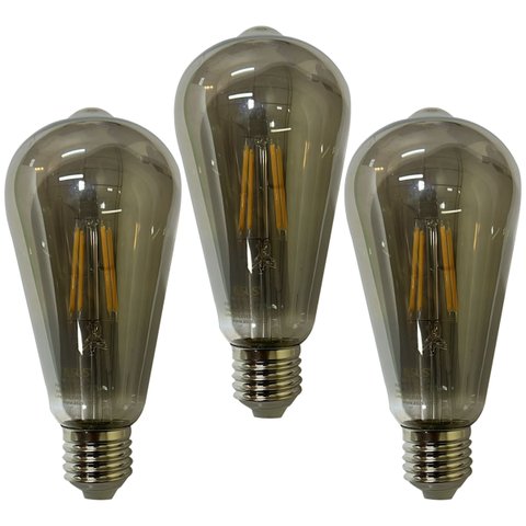 Lampada Led 30w Multi Filamento Fume Kit 3 Uni Iluminaçao Decoraçao Luz Casa Quarto Sala Varanda Amb