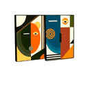 Ver imagem 5 de Quadro Decorativo Cubismo Abstrato em 2 Telas com Moldura Filete