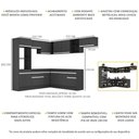 Ver imagem 4 de Armário de Cozinha Completa de Canto com Rodapé Veneza Multimóveis MP2083.898 Preto/Branco