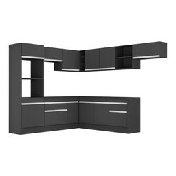 Armário de Cozinha Completa de Canto com Rodapé Veneza Multimóveis MP2083.898 Preto/Branco - 7
