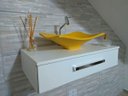 Ver imagem 1 de Gabinete p/ Banheiro c/Cuba Folha +Torneira+Cifão Kit Completo - Amarelo