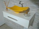 Ver imagem 2 de Gabinete p/ Banheiro c/Cuba Folha +Torneira+Cifão Kit Completo - Amarelo