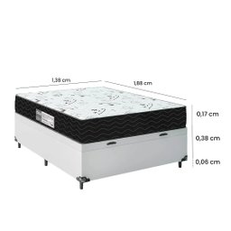 Cama Box Baú Casal + Colchão D33 One Face - 61x138x188cm - E-shop Casa - Couro - 3