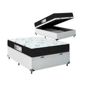 Cama Box Baú Casal + Colchão D33 One Face - 61x138x188cm - E-shop Casa - Couro
