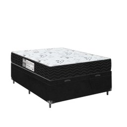 Cama Box Baú Casal + Colchão D33 One Face - 61x138x188cm - E-shop Casa - Suede - 5