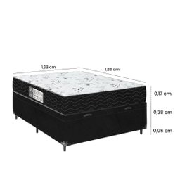 Cama Box Baú Casal + Colchão D33 One Face - 61x138x188cm - E-shop Casa - Suede - 3