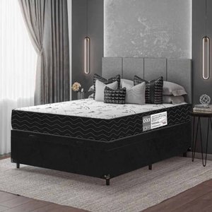 Cama Box Baú Casal + Colchão D33 One Face - 61x138x188cm - E-shop Casa - Suede