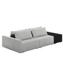 Ver imagem 2 de Sofá Ilha Modulado Milos 252cm Puff Lateral Cinza Preto Manchado Bouclê/pu G33 - Gran Belo