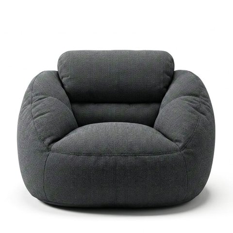 Poltrona Núcleo Elegante e Luxuosa Enchimento Pérolas 3mm Pufe Macio Cinza