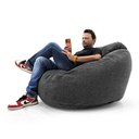 Ver imagem 4 de Poltrona Núcleo Elegante e Luxuosa Enchimento Pérolas 3mm Pufe Macio Cinza