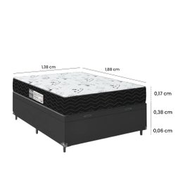 Cama Box Baú Casal + Colchão D33 One Face 61x138x188cm - E-shop Casa - Couro - 3