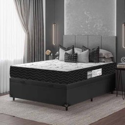 Cama Box Baú Casal + Colchão D33 One Face 61x138x188cm - E-shop Casa - Couro - 2
