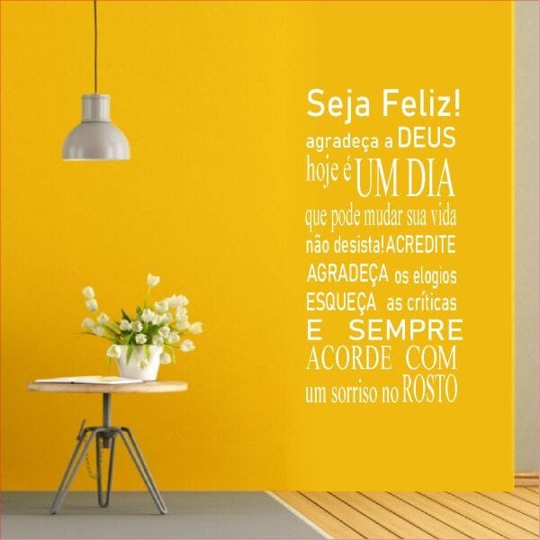 Adesivo de Parede Seja Feliz - Branco - 1