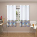 Ver imagem 1 de Cortina Para Cozinha 2,20m x 1,45m Ilhós Estampada Ladrilho