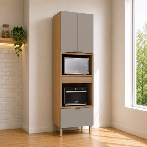 Paneleiro 2 Portas e 2 Gavetas com Nichos Torre Quente 70cm Vitra Luciane Móveis