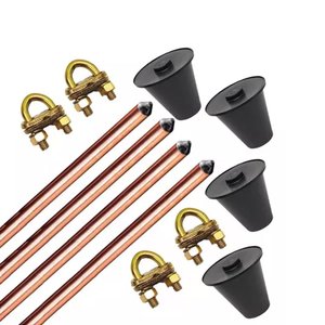 Kit 4 Haste + 4 Conector Terra Gtdu 5/8 X2,4m Cobreada