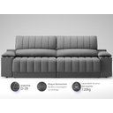 Ver imagem 4 de Sofá com Porta Copos Carregador USB Ret Rec Murano 2,50m Velosuede Grafite - NETSOFAS