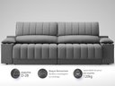 Ver imagem 4 de Sofá com Porta Copos Carregador USB Ret Rec Murano 2,50m Velosuede Grafite - NETSOFAS