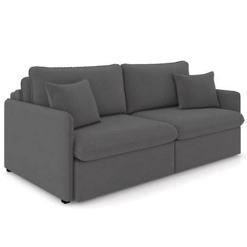 Sofá Cama Retrátil para Sala de Estar 194cm Una K01 Veludo Cinza - Lyam Decor