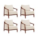 Ver imagem 1 de Kit 4 Poltronas Decorativas Vita Estofada Linho Off White - Imbuia