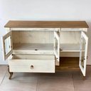 Ver imagem 2 de Cristaleira Madeira Maciça com Balcão Rústico Branco Garapa D125 D113 Shop Jm