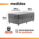 Ver imagem 4 de Cama Box Baú Colchão Solteiro Molas Ensacadas Atlanta 88x188x63cm