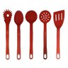 Jogo Conjunto de Talheres Nylon Utensílios Vermelho 5 Peças - 1