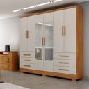 Ver imagem 4 de Guarda Roupa Casal Berlim 6 Portas 6 Gavetas com Espelho e Pés Cinamomo Fendi - Novo Horizonte