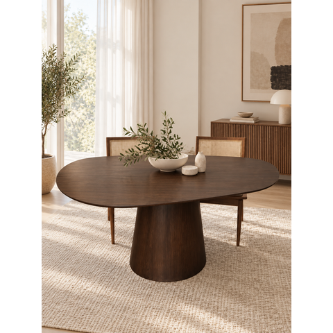 Mesa de Jantar Orgânica Eclat Base Cone Oval 140x90cm - MDF Tabaco